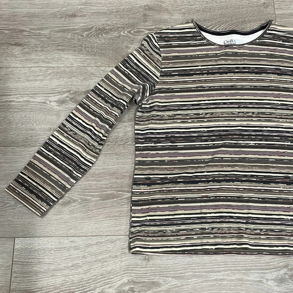 🌸 Croft & Barrow Crewneck Long Sleeve Striped Top L - Picture 5 of 14